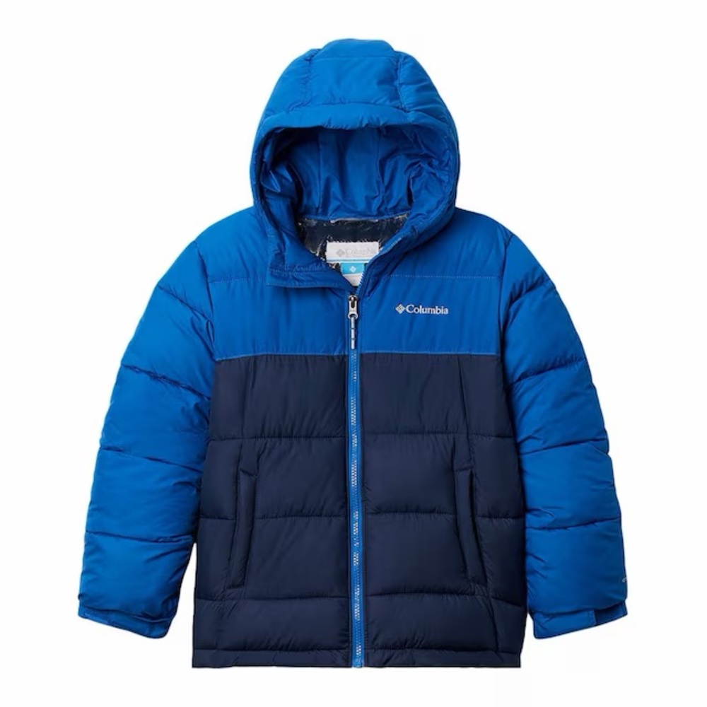 Columbia Pike Lake Two-Tone Blue Hooded Puffer Jacket
